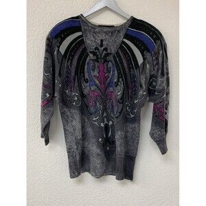 Spree International Lambswool Vintage Sweater Gray Shoulder Pads Womens Large